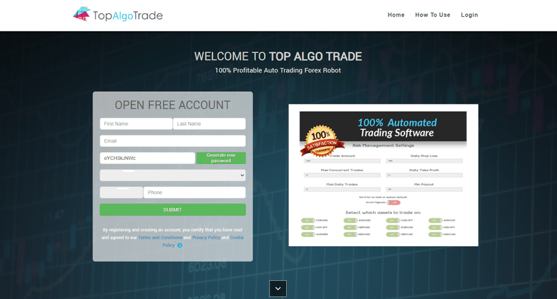 Top Algo Trade Homepage Screenshot