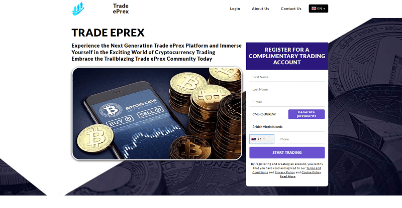 Trade ePrex Homepage Screenshot