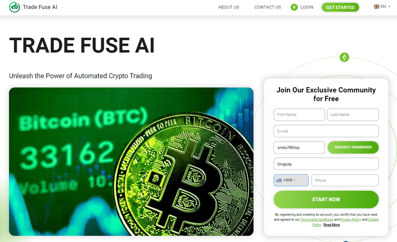 Trade Fuse AI Homepage Screenshot