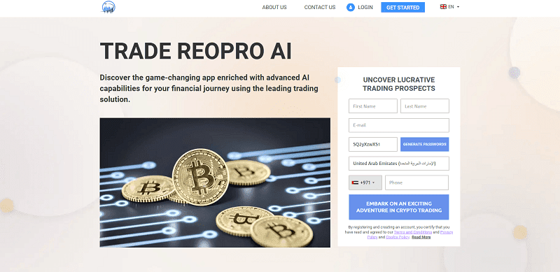 Trade ReoPro Homepage Screenshot