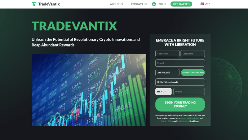 TradeVantix Homepage Screenshot