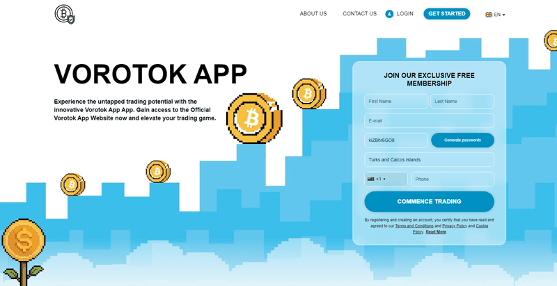 Vorotok App Homepage Screenshot