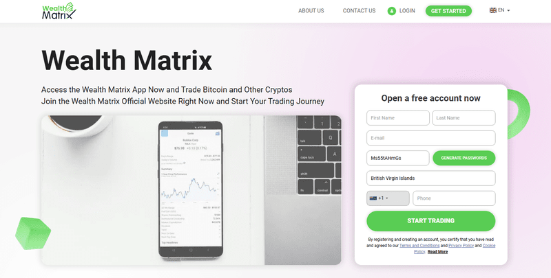 Wealth Matrix Homepage Screenshot