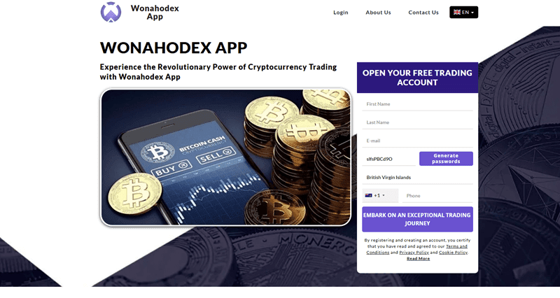 Wonahodex App Homepage Screenshot