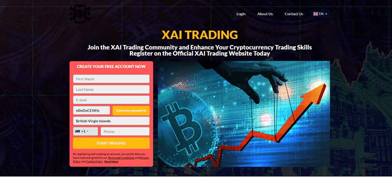 XAI Trading Homepage Screenshot