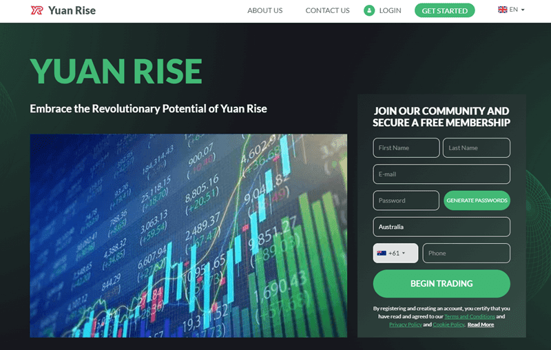 Yuan Rise Homepage Screenshot