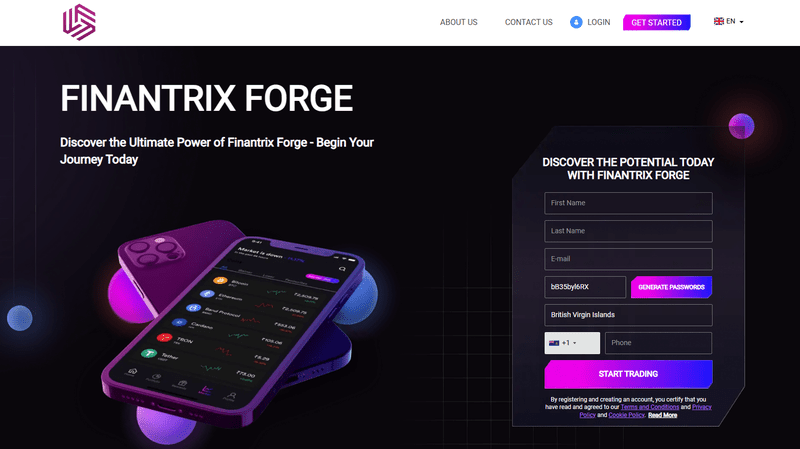 Finantrix Forge Homepage Screenshot