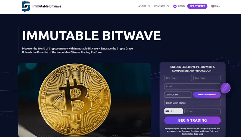 Immutable Bitwave Homepage Screenshot