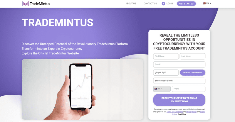 TradeMintus Homepage Screenshot